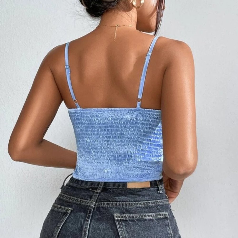 Contemporary Blue Ruched Bust Cami Top - Picture 6 of 6